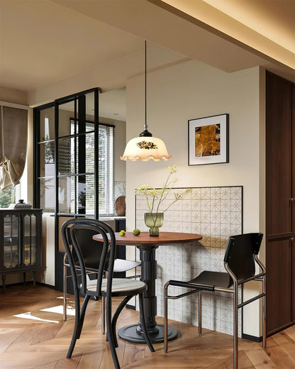 Vintage Floral Glass Pendant Light | 11 x 5.1 in | Floral Shade | Elegant Vintage Hospitality Lighting | Brick by Brick