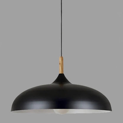 Scandinavian Pendant Light | Oak & Iron | Adjustable Height | E27 Bulb | Minimalist Nordic Design