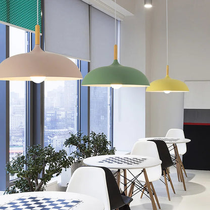 Scandinavian Pendant Light | Oak & Iron | Adjustable Height | E27 Bulb | Minimalist Nordic Design