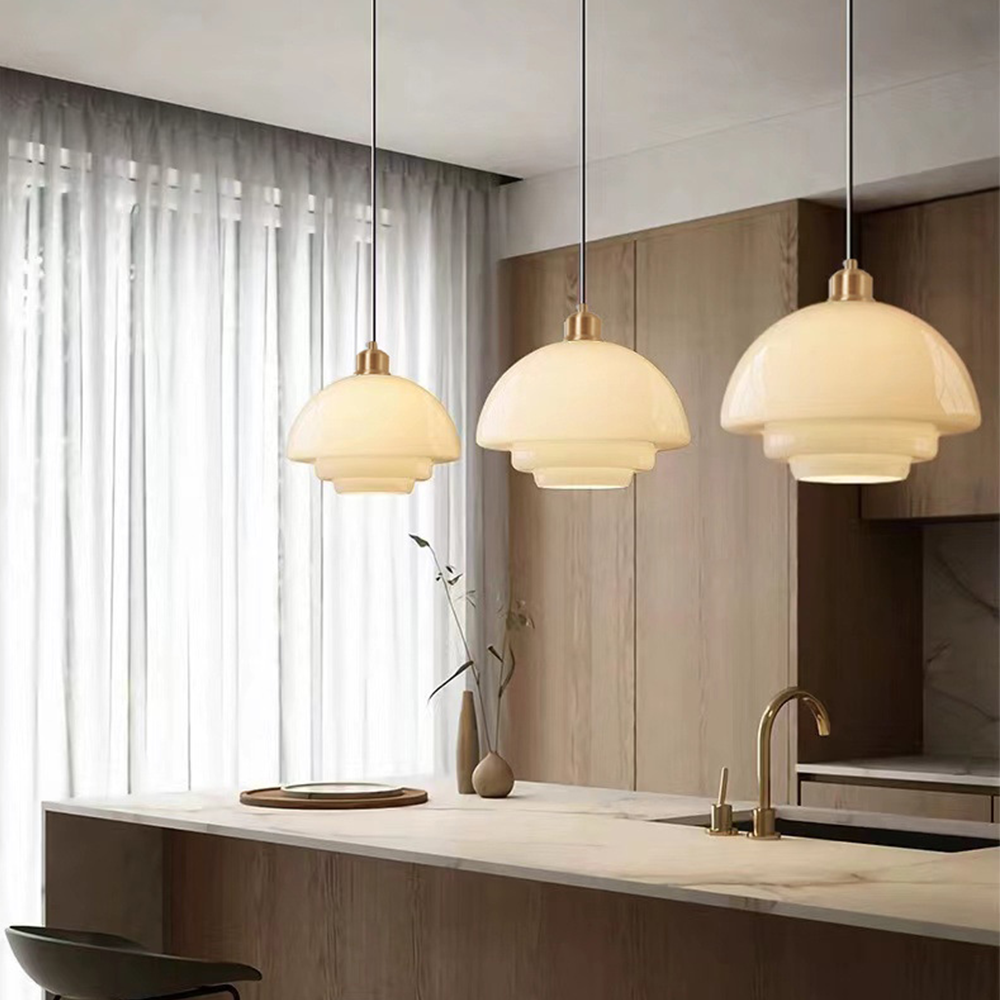 Nordic Glass Pendant Light | H5.1-7.4 in | Minimalist Ceiling Fixture | Modern Home Lighting | Brick by Brick