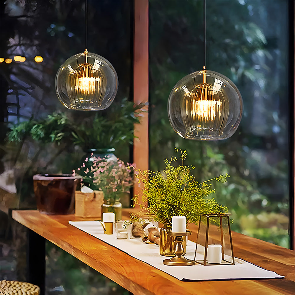 Nordic Pendant Light | Small-Large | Spherical Glass Shade | Modern Ceiling Fixture | Brick by Brick