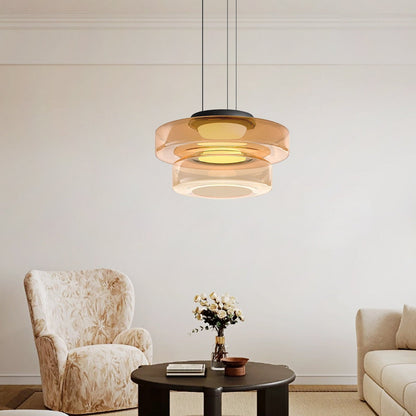 Creative Glass Pendant Lamp | Single layers- Three Layers | Modern Round Design | Warm LED Hanging Light | Brick by Brick