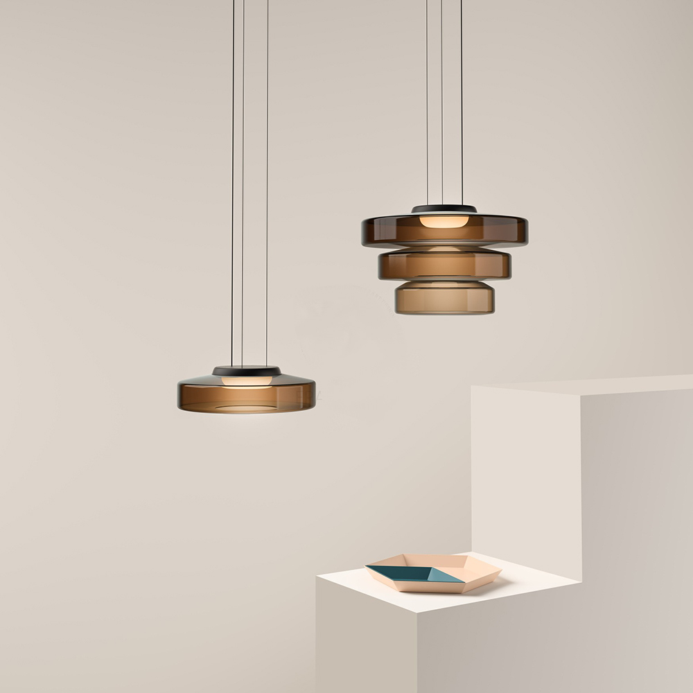 Creative Glass Pendant Lamp | Single layers- Three Layers | Modern Round Design | Warm LED Hanging Light | Brick by Brick