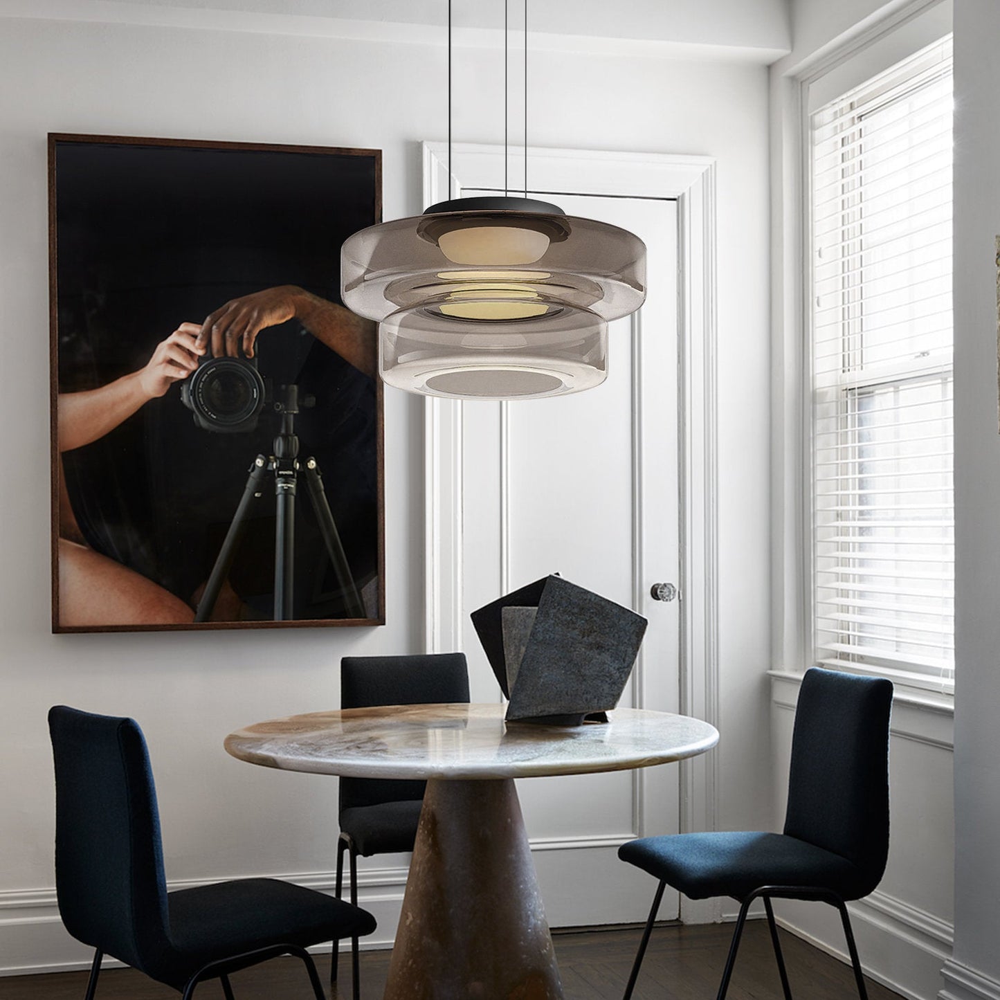 Creative Glass Pendant Lamp | Single layers- Three Layers | Modern Round Design | Warm LED Hanging Light | Brick by Brick