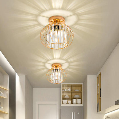 Modern Black Cage Ceiling Light | Iron Frame with Clear Glass Panels | E27 Bulb | Brick by Brick