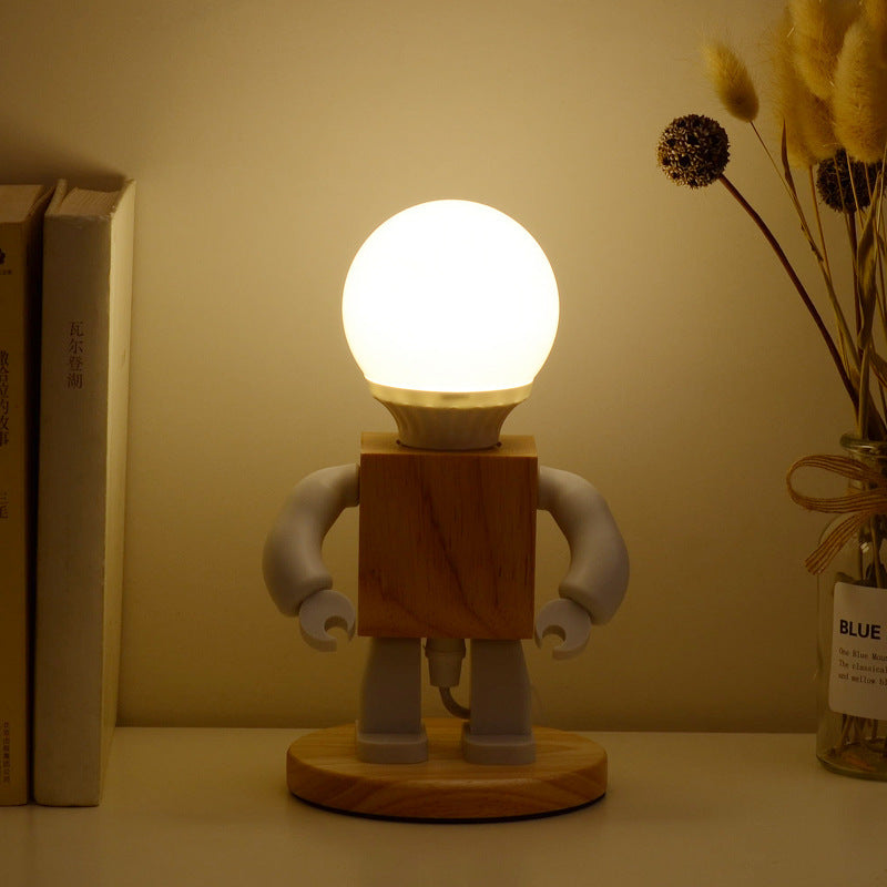 Nordic Wooden Robot Table Lamp | Whimsical Desk Light | 9.8 Bamboo & Wood | Energy-Efficient LED | Brick by Brick London 0