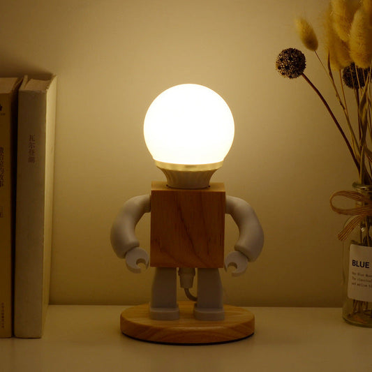 Nordic Wooden Robot Table Lamp | Whimsical Desk Light | 9.8 Bamboo & Wood | Energy-Efficient LED | Brick by Brick London 0