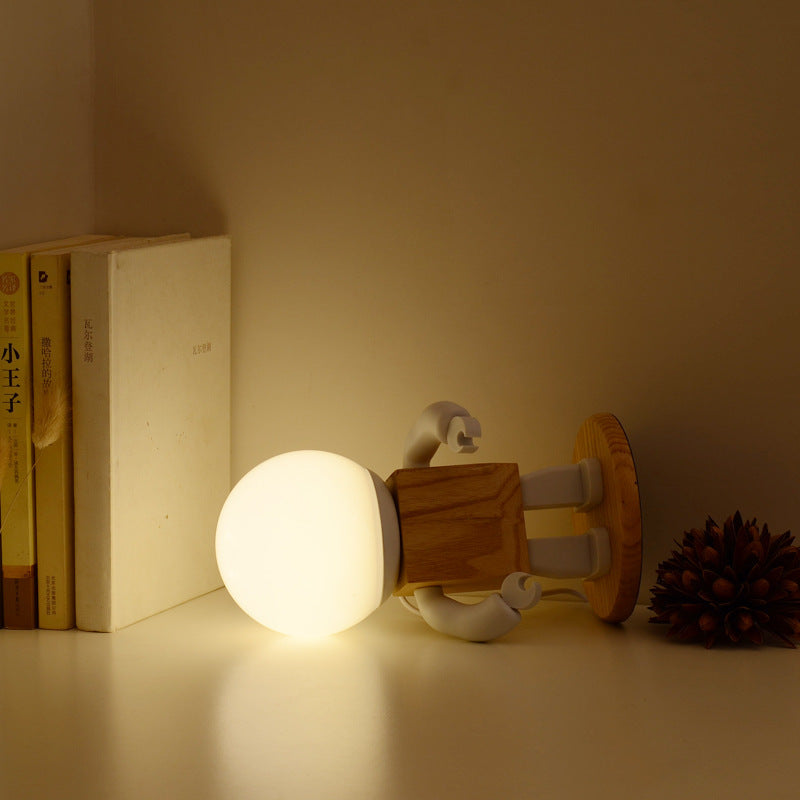 Nordic Wooden Robot Table Lamp | Whimsical Desk Light | 9.8 Bamboo & Wood | Energy-Efficient LED | Brick by Brick London 2