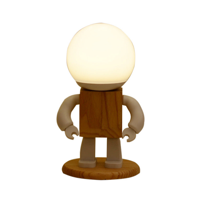 Nordic Wooden Robot Table Lamp | Whimsical Desk Light | 9.8 Bamboo & Wood | Energy-Efficient LED | Brick by Brick London 3