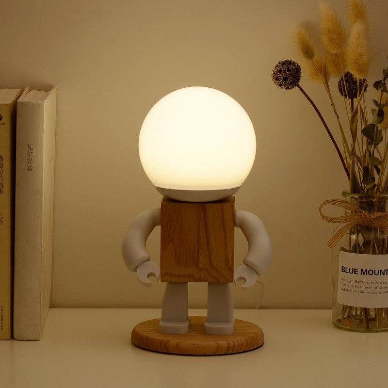 Nordic Wooden Robot Table Lamp | Whimsical Desk Light | 9.8 Bamboo & Wood | Energy-Efficient LED | Brick by Brick London 4