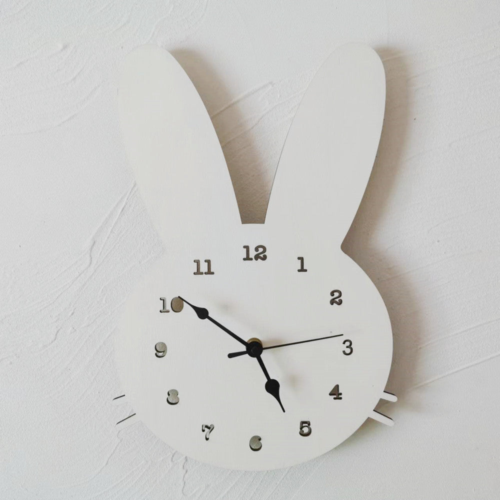 Nordic Bunny Wall Clock | 8.7 x 13.8 in | Wooden Rabbit Design | Modern Scandinavian Nursery Decor | Brick by Brick
