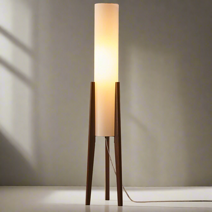 Walnut Floor Lamp | 10.2 x 49.9 in | Solid Wood Artistic Lamp | Scandinavian Design | LED E27 Socket | Brick by Brick
