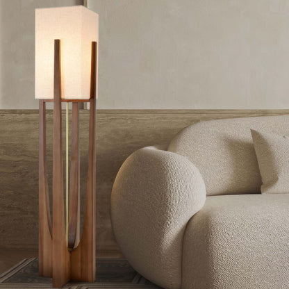 Japandi Walnut Floor Lamp |  9" x 20" or 9" x 32" | Minimalist Solid Wood | Japanese-Inspired Design | Brick by Brick