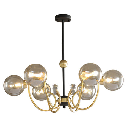 Modern Chrome Chandelier | Nordic Glass Ceiling Light | 25.6–37 x 29.5 in | Contemporary Home Lighting | Brick by Brick