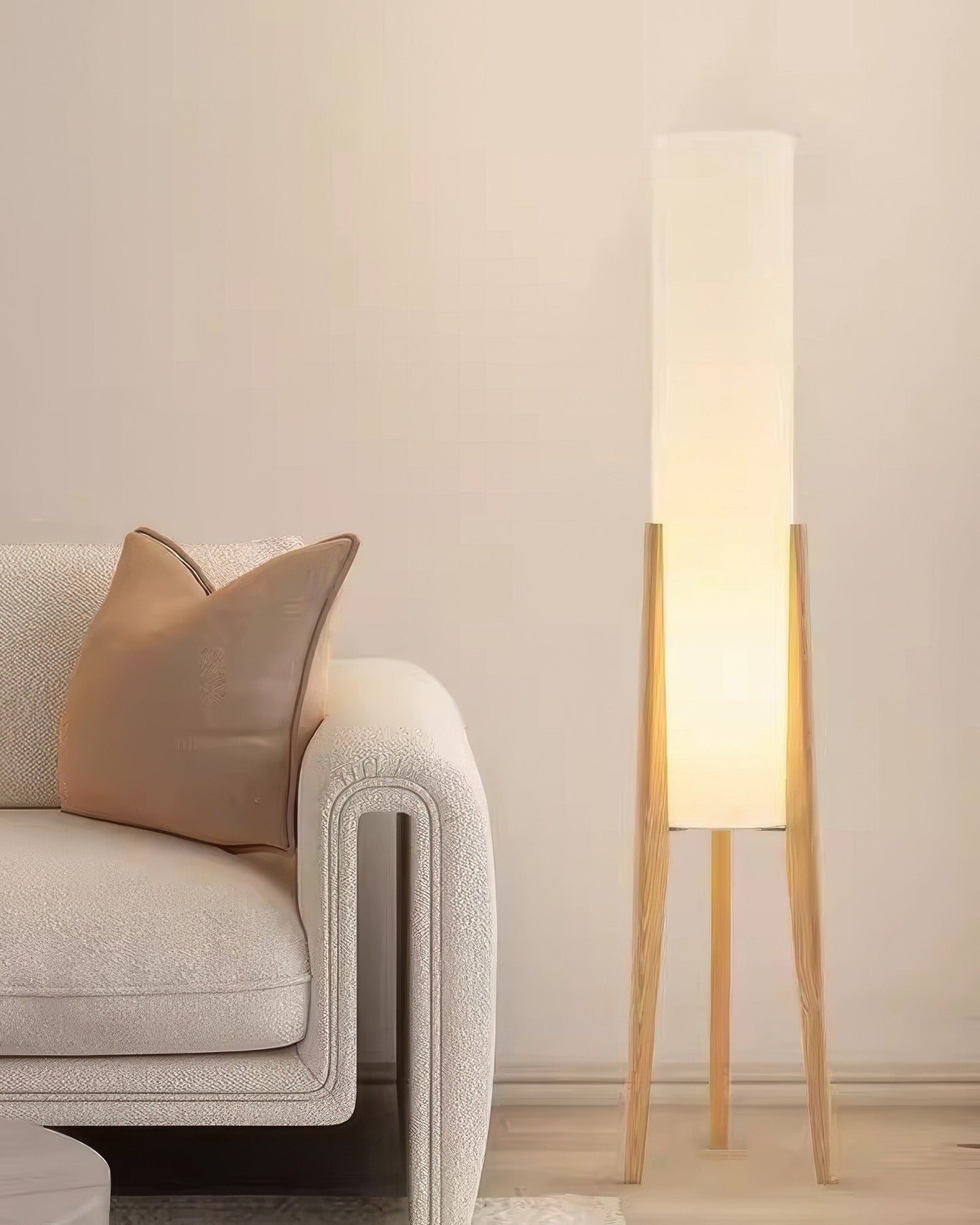 Walnut Floor Lamp | 10.2 x 49.9 in | Solid Wood Artistic Lamp | Scandinavian Design | LED E27 Socket | Brick by Brick