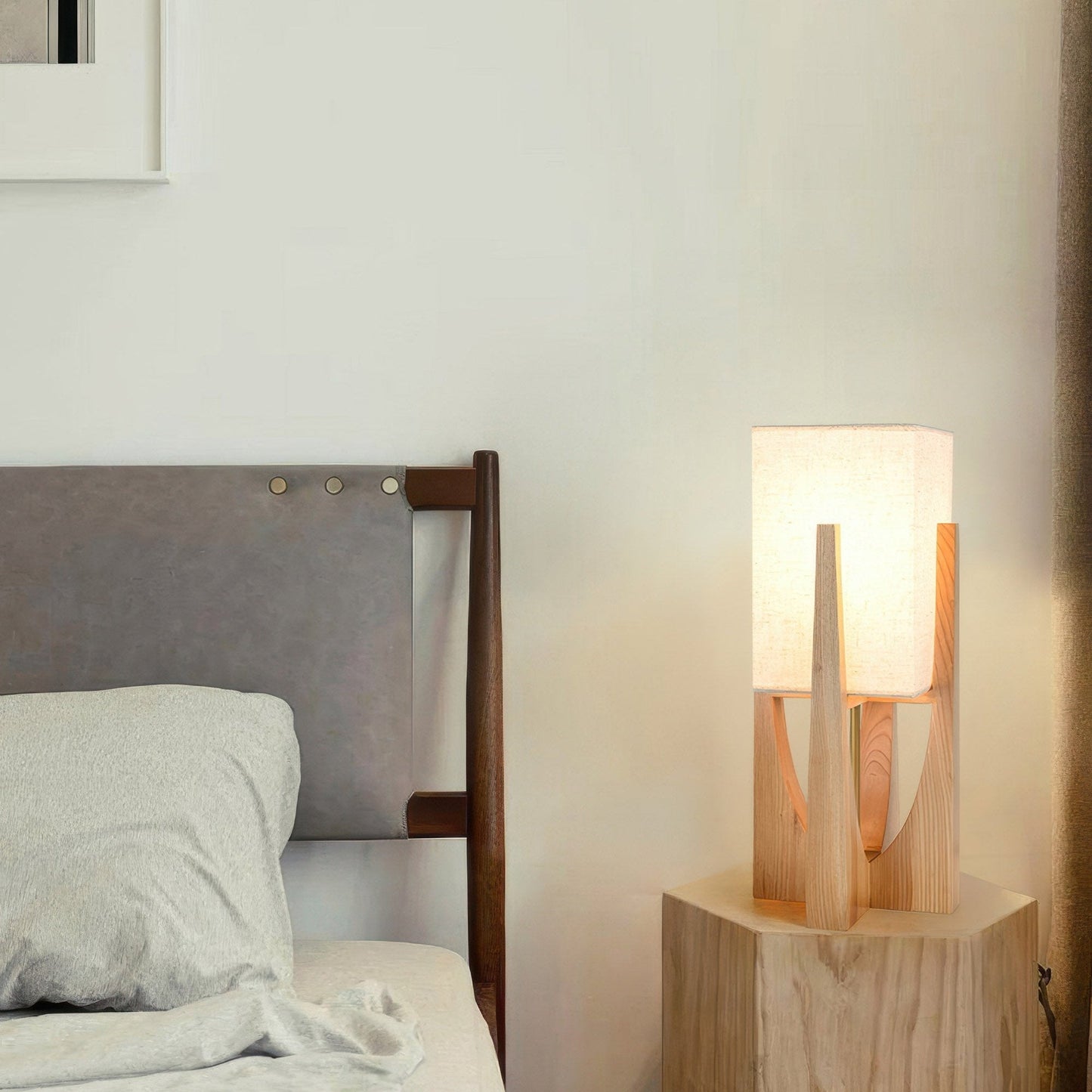 Japandi Walnut Floor Lamp |  9" x 20" or 9" x 32" | Minimalist Solid Wood | Japanese-Inspired Design | Brick by Brick