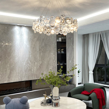 Crystal Chandelier | 22.8 in Modern Ceiling Light | Stainless Steel & Glass Artistic Lighting | Brick by Brick