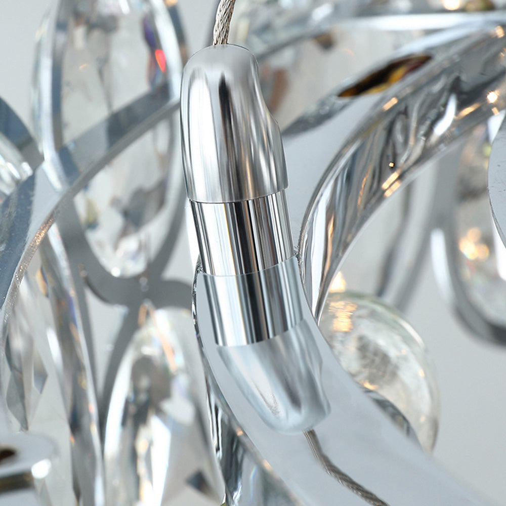 Crystal Chandelier | 22.8 in Modern Ceiling Light | Stainless Steel & Glass Artistic Lighting | Brick by Brick