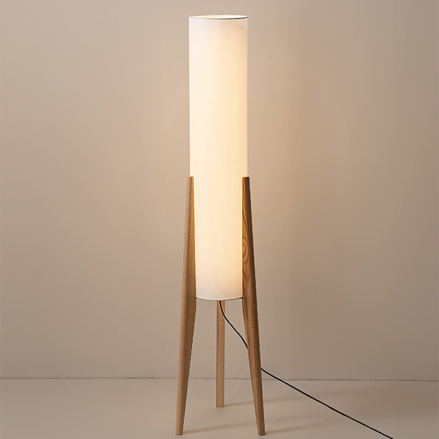 Walnut Floor Lamp | 10.2 x 49.9 in | Solid Wood Artistic Lamp | Scandinavian Design | LED E27 Socket | Brick by Brick