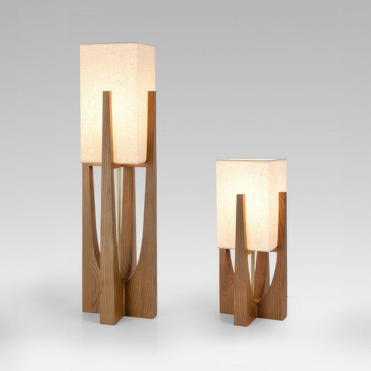 Japandi Walnut Floor Lamp |  9" x 20" or 9" x 32" | Minimalist Solid Wood | Japanese-Inspired Design | Brick by Brick