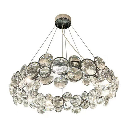 Crystal Chandelier | 22.8 in Modern Ceiling Light | Stainless Steel & Glass Artistic Lighting | Brick by Brick