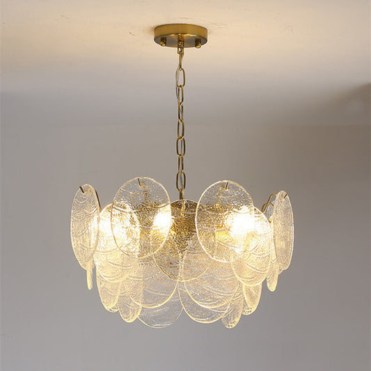 Gold Wavy Glass Chandelier | 16.5–19.7 x 15.7–19.7 inc | Modern Ceiling Light | Elegant Pendant | Brick by Brick