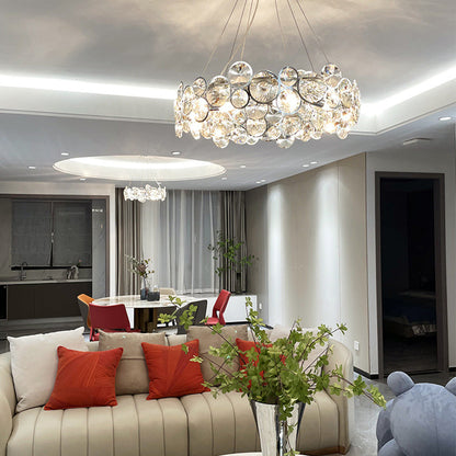 Crystal Chandelier | 22.8 in Modern Ceiling Light | Stainless Steel & Glass Artistic Lighting | Brick by Brick