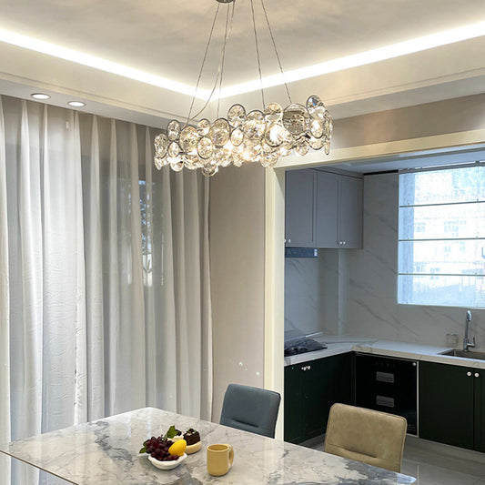 Crystal Chandelier | 22.8 in Modern Ceiling Light | Stainless Steel & Glass Artistic Lighting | Brick by Brick