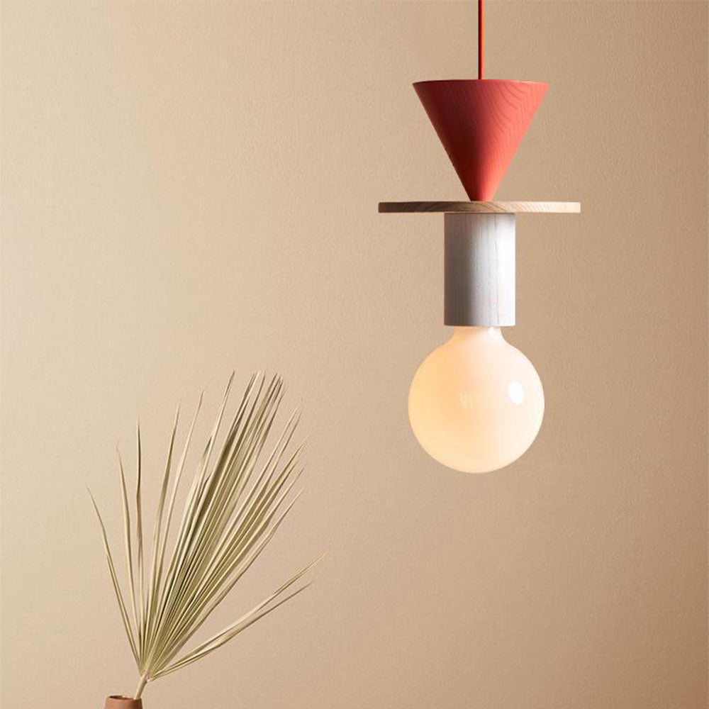 Wooden Block Pendant Light | Colorful Hanging Ceiling Fixture | Modern Industrial Design | Brick by Brick