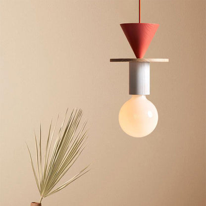 Wooden Block Pendant Light | Colorful Hanging Ceiling Fixture | Modern Industrial Design | Brick by Brick