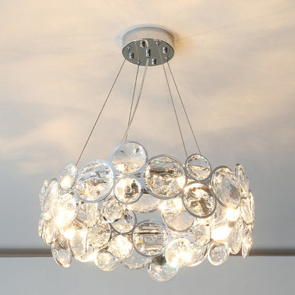 Crystal Chandelier | 22.8 in Modern Ceiling Light | Stainless Steel & Glass Artistic Lighting | Brick by Brick