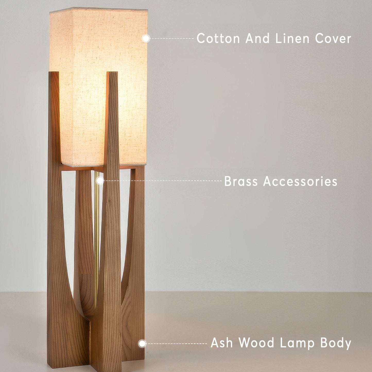 Japandi Walnut Floor Lamp |  9" x 20" or 9" x 32" | Minimalist Solid Wood | Japanese-Inspired Design | Brick by Brick