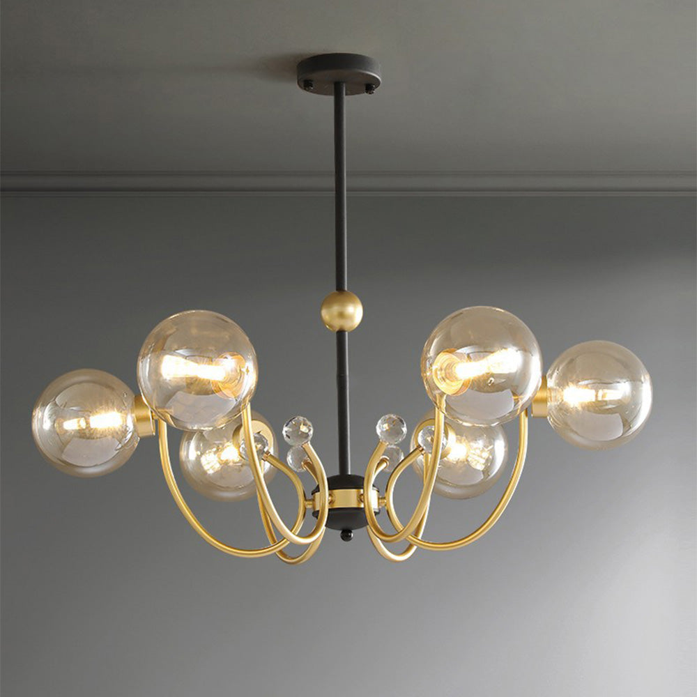 Modern Chrome Chandelier | Nordic Glass Ceiling Light | 25.6–37 x 29.5 in | Contemporary Home Lighting | Brick by Brick