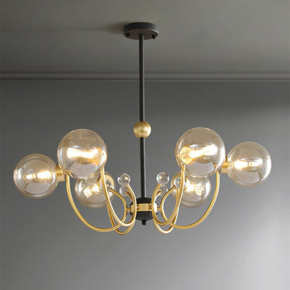 Modern Chrome Chandelier | Nordic Glass Ceiling Light | 25.6–37 x 29.5 in | Contemporary Home Lighting | Brick by Brick