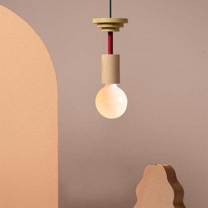 Wooden Block Pendant Light | Colorful Hanging Ceiling Fixture | Modern Industrial Design | Brick by Brick