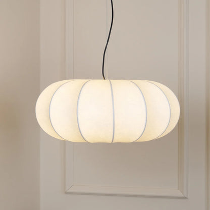 Oblate Silk & Metal Pendant Lamp | Ozawa Vintage Style | 19.7″ / 23.6″ / 31.5″ | Brick by Brick