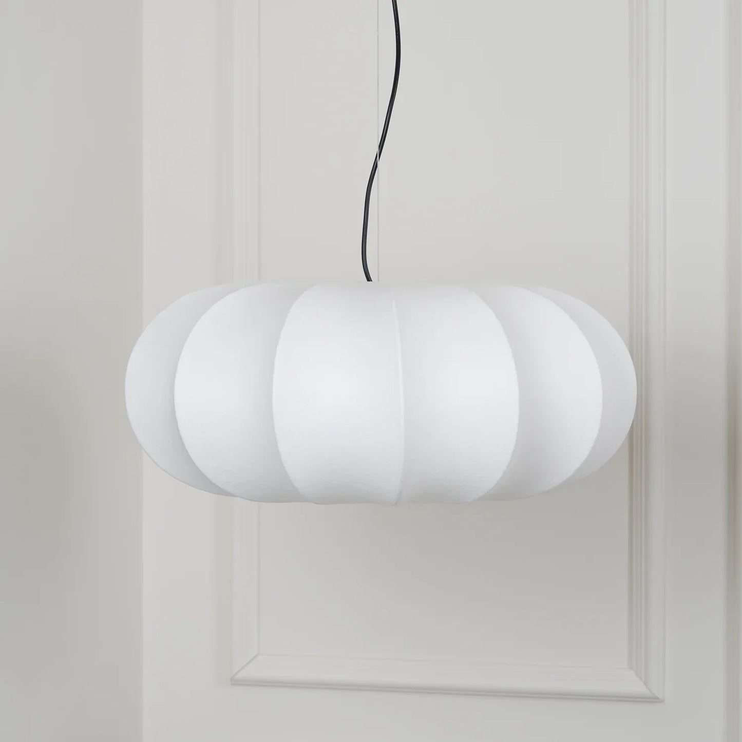 Oblate Silk & Metal Pendant Lamp | Ozawa Vintage Style | 19.7″ / 23.6″ / 31.5″ | Brick by Brick