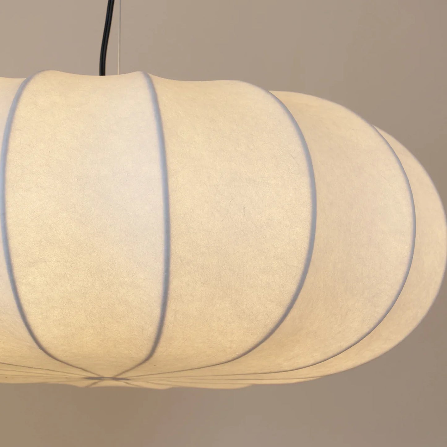 Oblate Silk & Metal Pendant Lamp | Ozawa Vintage Style | 19.7″ / 23.6″ / 31.5″ | Brick by Brick