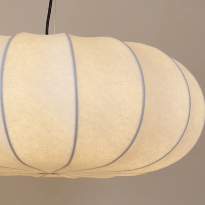 Oblate Silk & Metal Pendant Lamp | Ozawa Vintage Style | 19.7″ / 23.6″ / 31.5″ | Brick by Brick