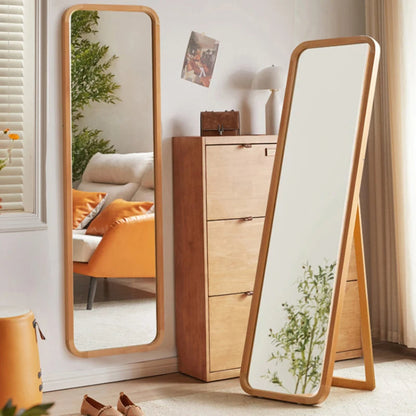 Okemia Full Length Mirror | Elegant Standing Mirror | Curved Wood Frame | Bedroom & Dressing Room Decor | Brick by Brick London 1