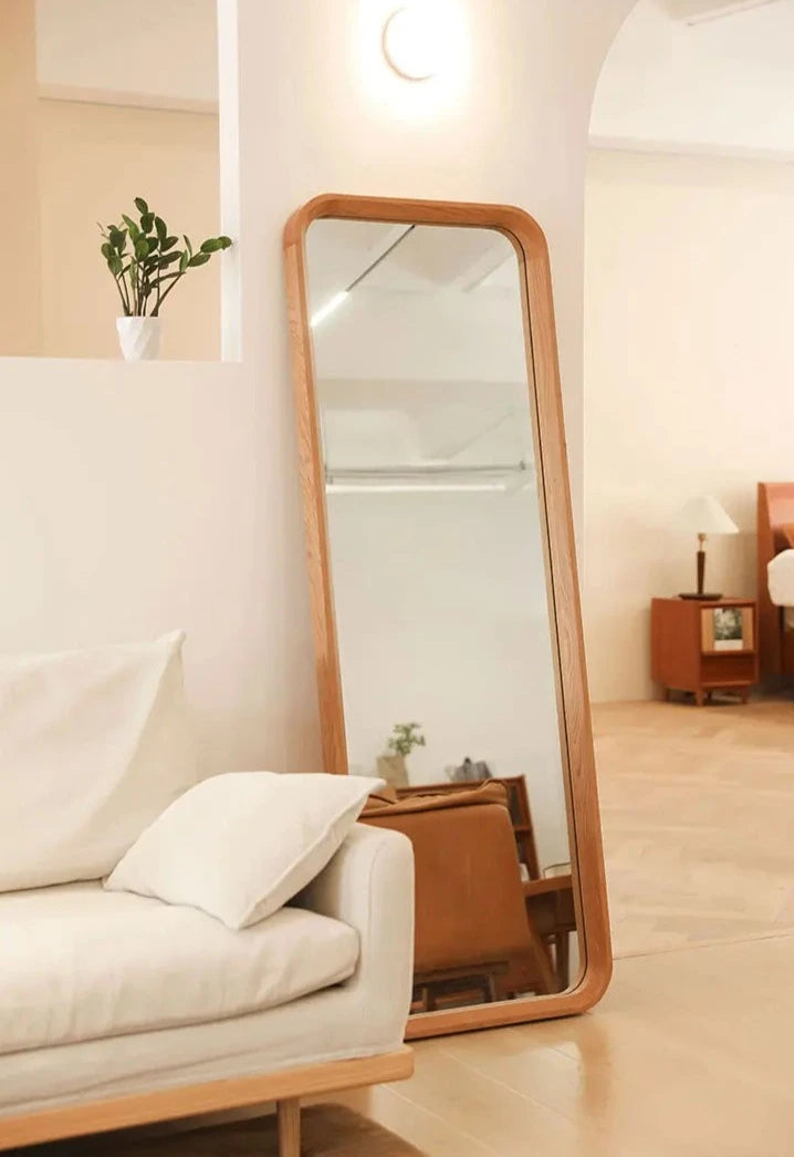 Okemia Full Length Mirror | Elegant Standing Mirror | Curved Wood Frame | Bedroom & Dressing Room Decor | Brick by Brick London 3