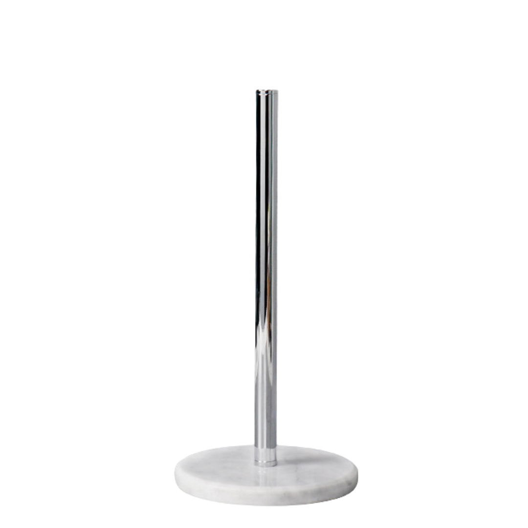 Marble Paper Towel Holder | 6 x 12.7 in | Solid Stone Base with Polished Metal Rod | Kitchen & Bathroom | Brick by Brick