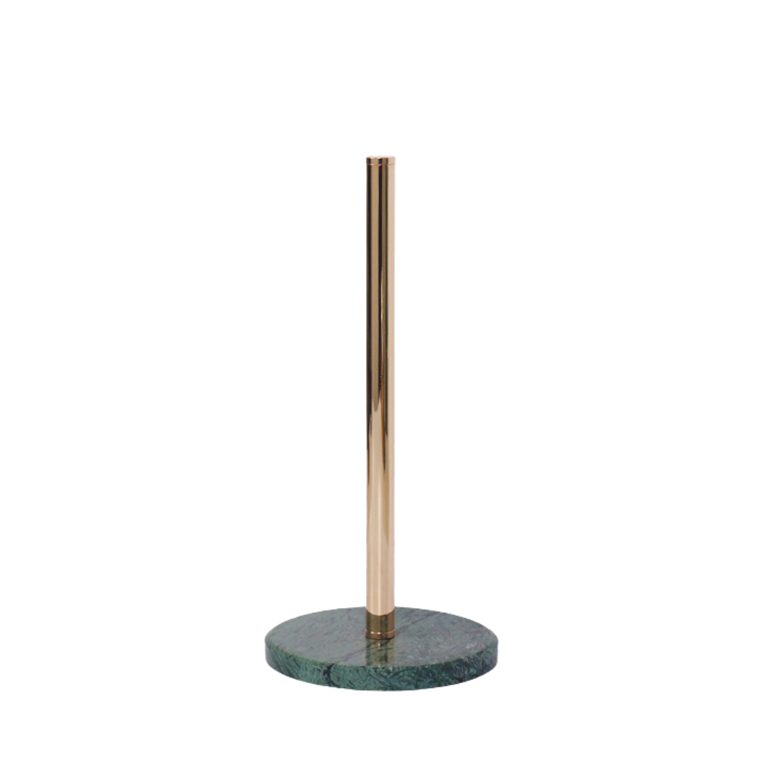 Marble Paper Towel Holder | 6 x 12.7 in | Solid Stone Base with Polished Metal Rod | Kitchen & Bathroom | Brick by Brick