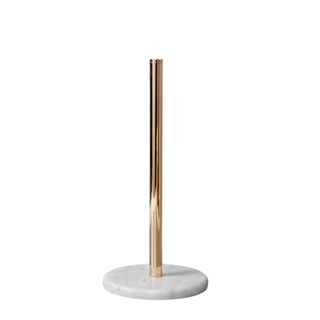 Marble Paper Towel Holder | 6 x 12.7 in | Solid Stone Base with Polished Metal Rod | Kitchen & Bathroom | Brick by Brick