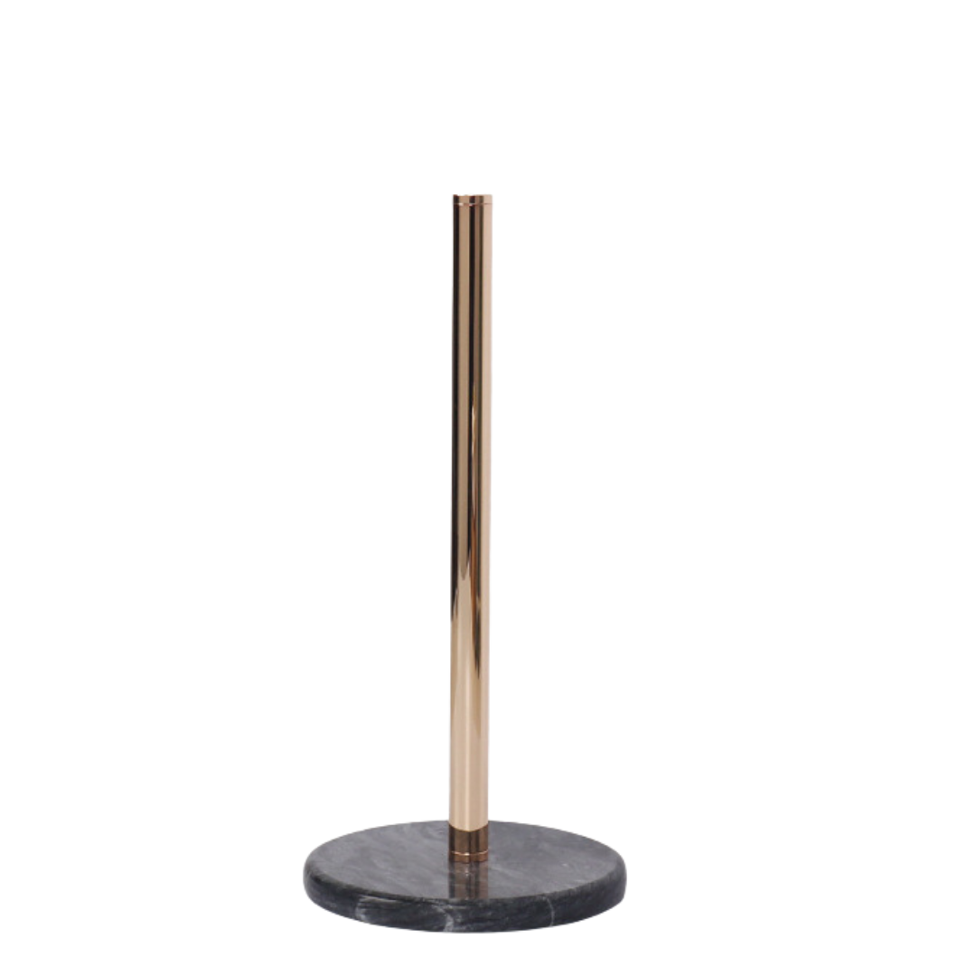 Marble Paper Towel Holder | 6 x 12.7 in | Solid Stone Base with Polished Metal Rod | Kitchen & Bathroom | Brick by Brick