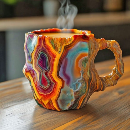 Mineral Crystal Coffee Mugs | Gemstone Texture Glass | Height 2.95 in | 355–444 ml | Brick by Brick