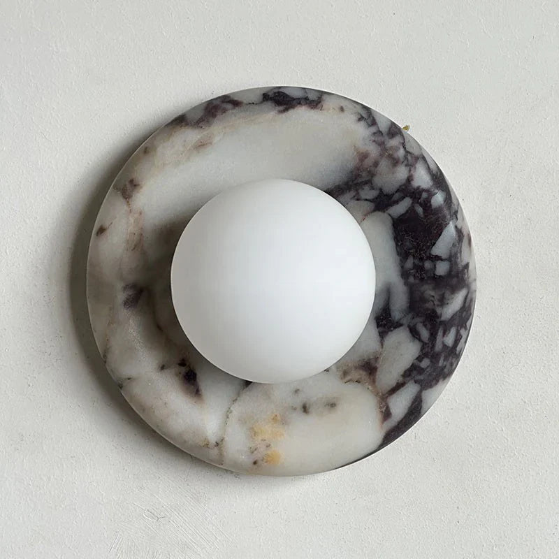 Round Marble Wall Lamp | 7.9 x 5.1 | Minimalist Design | Indoor LED Lighting | Brick by Brick