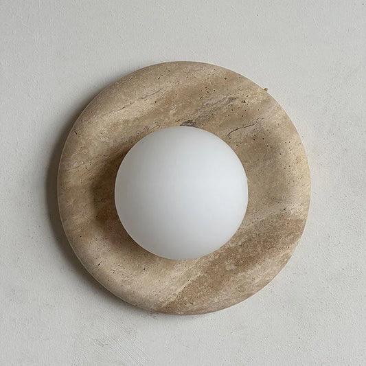 Round Marble Wall Lamp | 7.9 x 5.1 | Minimalist Design | Indoor LED Lighting | Brick by Brick