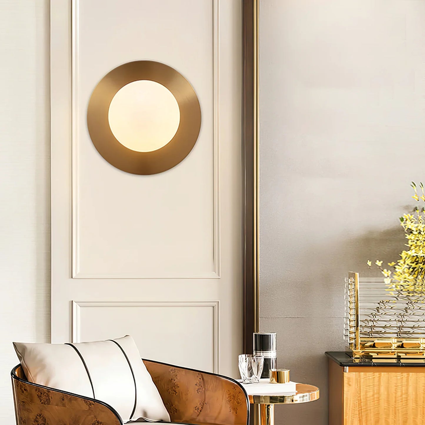 Contemporary Circular Wall Lamp | Dia 7.9 in or 11.8 in | Metal & Glass | Indoor LED | Brick by Brick