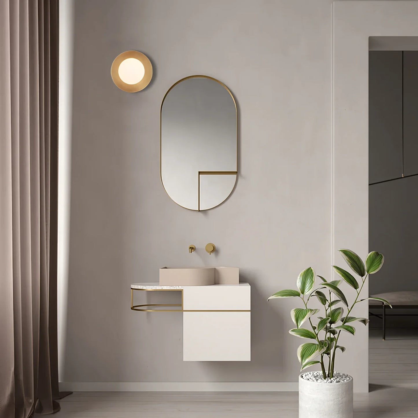 Contemporary Circular Wall Lamp | Dia 7.9 in or 11.8 in | Metal & Glass | Indoor LED | Brick by Brick